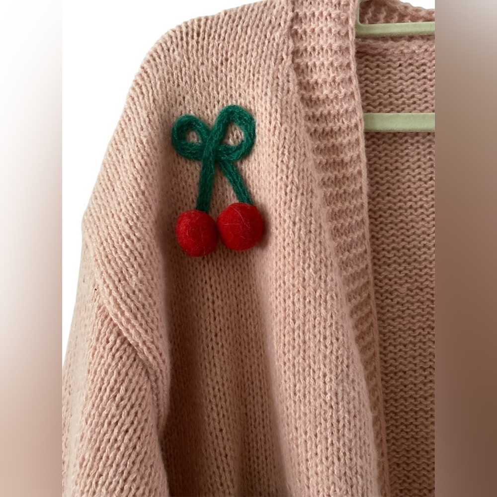 NWOT Luna Ivy PINK CHERRY CARDIGAN SIZE S - Picture 7 of 9